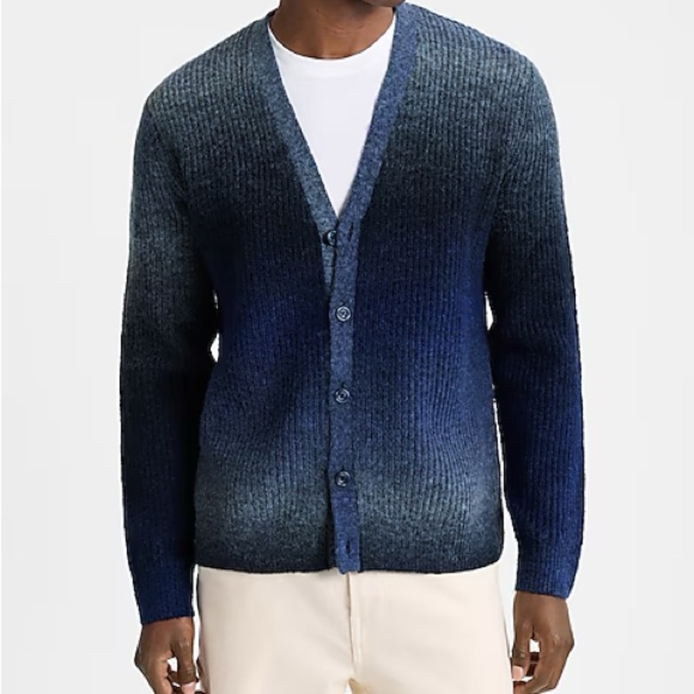 Express Men's Navy Ombre Cardigan